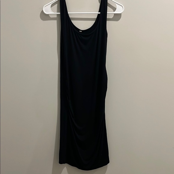 Black Sleeveless Scoop Neck Casual Bodycon Maternity Dress Side Ruching Small - Picture 6 of 6